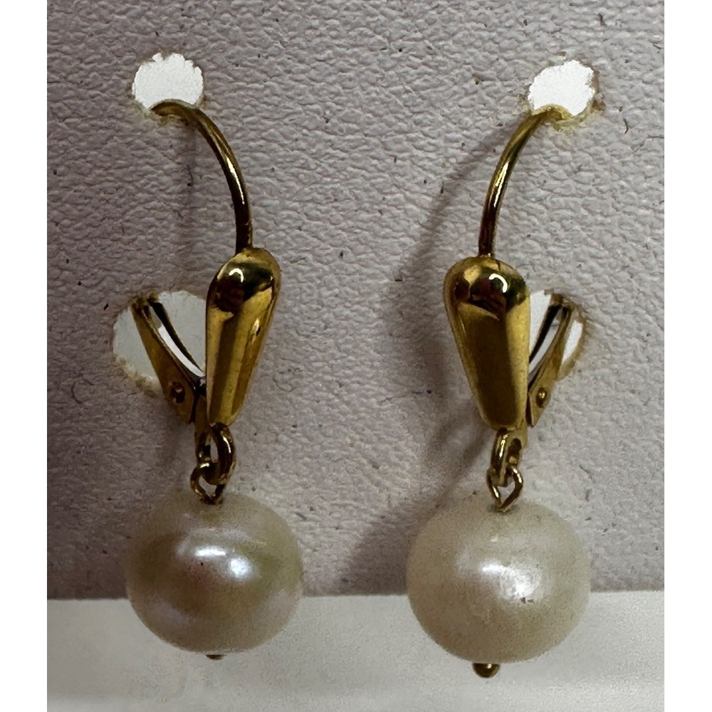 JCM 14k gold pearl earrings French Hook Dangle Never worn